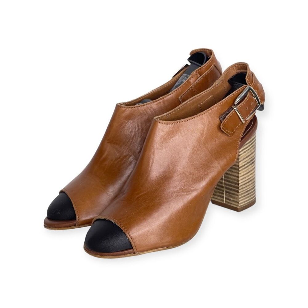 Carvela Womens Shooties Boots Brown Black Leather Sling Back Ankle Buckle 6